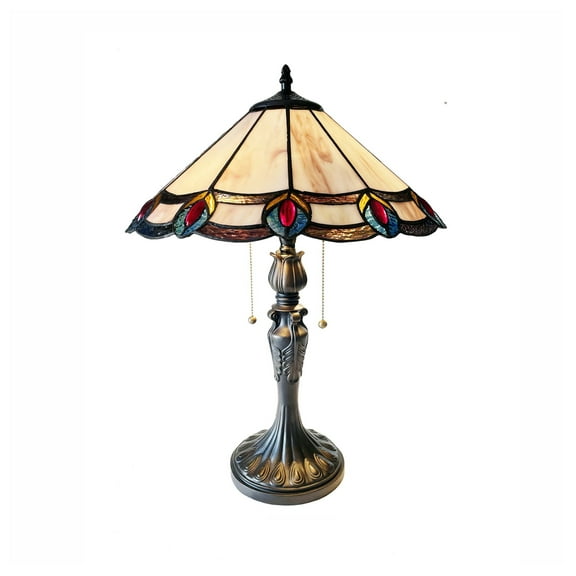 RADIANCE goods Tiffany-Style 2-Light Geometric Table Lamp 16" Shade
