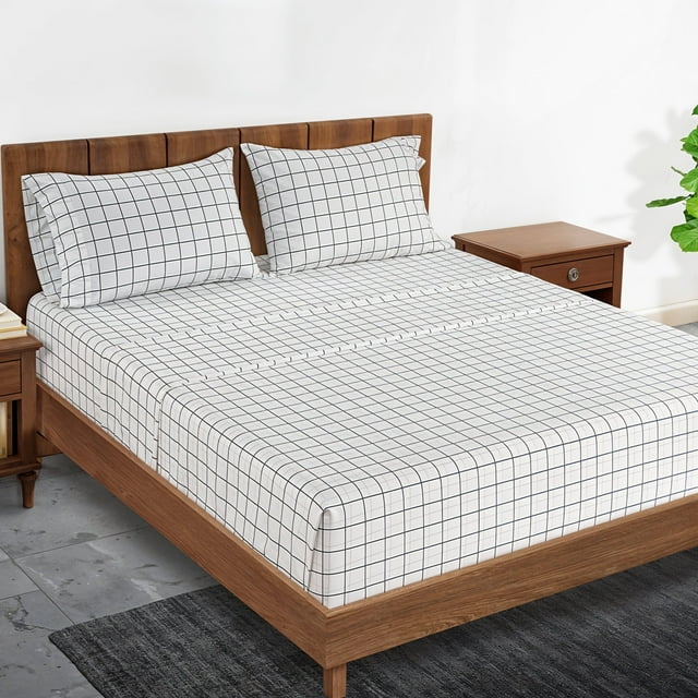 Casa Platino Twin Juego de Sábanas Sábanas Suaves Twin 100% Algodón para Niños, Comodidad para Todas las Estaciones con Tejido de Percal, Bolsillo de 15” de Profundidad y Fácil de Lavar - Ventana