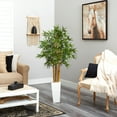 thumbnail image 4 of Nearly Natural 60" Bamboo Artificial Tree in White Tower Planter in Green/White, 4 of 8