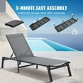 thumbnail image 6 of KFFKFF Outdoor Chaise Lounge Chair, Aluminum, 5-Position Adjustable, Foldable Recliner & Full Flat Tanning Chair for Patio, Beach, Pool - Dark Grey, 6 of 9
