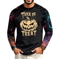 thumbnail image 2 of Mens Halloween Long Sleeve Shirt Spooky Ghost Witch Pumpkin Graphic Moisture Wicking Basic Tees for Holiday Wear, 2 of 5