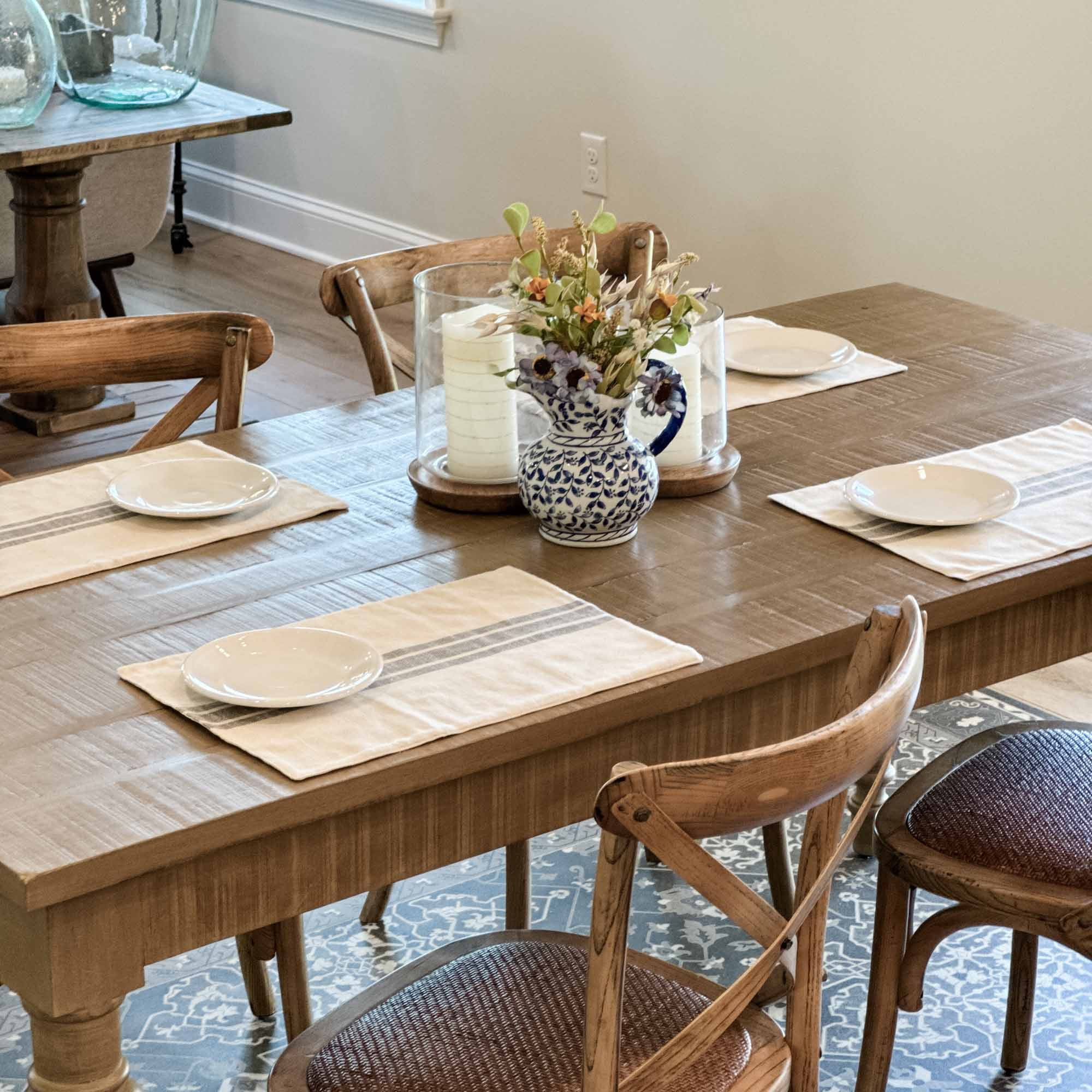 Piper Classics Market Place Gray Grain Sack Stripe Placemats, Set of 4