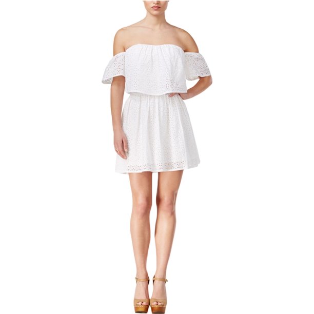 Vestido acampanado GUESS con ojales y hombros descubiertos para mujer blanco mediano