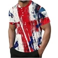 thumbnail image 1 of Top Casual Impreso de los Hombres, Camiseta de Cuello Redondo Botón de Manga Corta de Moda para Uso Al Aire Libre Y Diario, Camiseta de Invierno Cómoda, 1 of 7