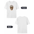 thumbnail image 6 of T Shirts for Women Short Sleeve Cotton Crewneck T-Shirt, Skull Daisy Embroidery Tee Tops Casual Basic T-Shirts, XS-5XL White M, 6 of 7