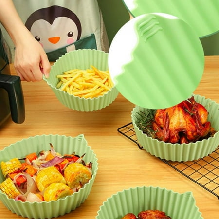 

Air Fryer Baking Pan Silicone Baking Mat Non-stick Air Fryer Baking Pad Reusable Air Fryer Silicone Pan Oil Guide Groove Desined Baking Mats