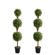 4.9 Foot Boxwood Topiary Artificial Tree Outdoor 59 inches Faux Topiary Trees Shaped Boxwood Trees Artificial Garden Home Office Décor Gift 2 Pack