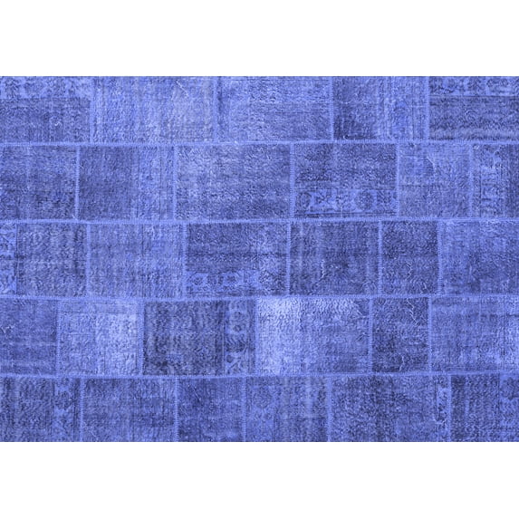 Ahgly Company Indoor Rectangle Patchwork Blue Transitional Area Rugs, 2' x 5'