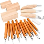19 Pcs Wood Carving Kit Tools Knife Whittling Set The Perfect Gift for: Beginners, Carving, Woodworking, Spoon Making, Kids Adults, Pumpkin, Hook Knife