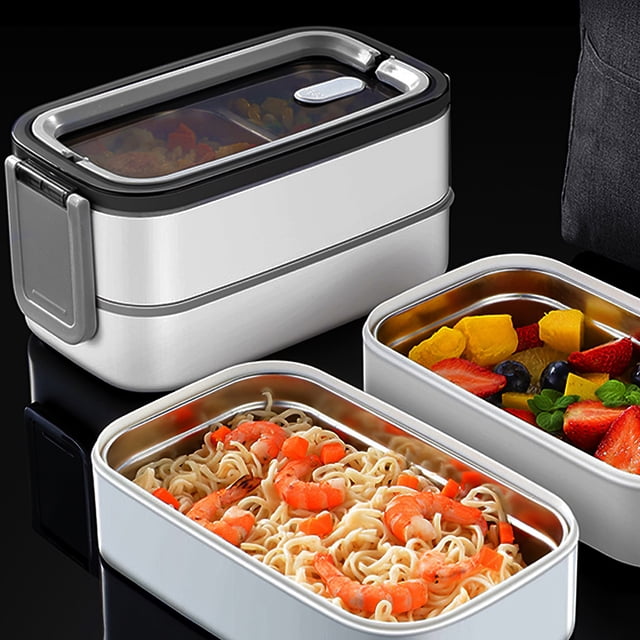 Heated Lunch Box Double Layers Insulated Lunch Container Leak-Proof Thermal Bento Box Every Parts Detachable Meal Heater with Handle