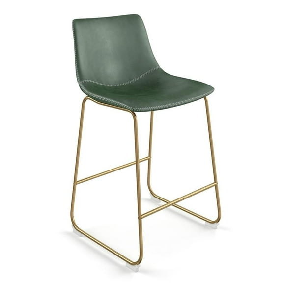 Pemberly Row Counter Height Stool with Gold Frame (Set of 2) in Green