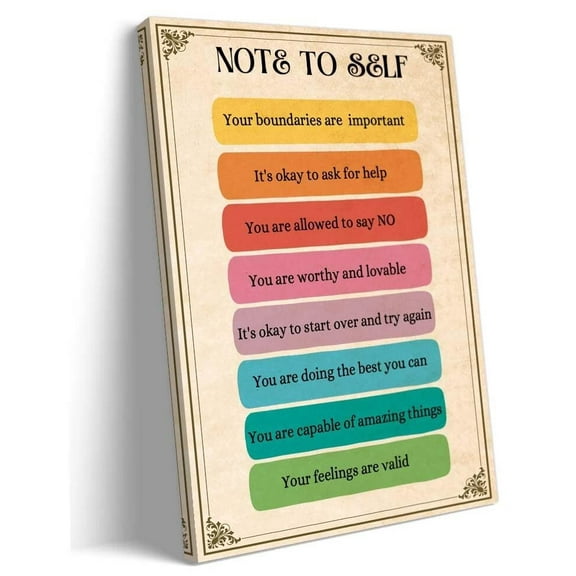 Note To Self Self Mental Health Poster Prints Positive Affirmations Be Kind To Your Mind Posters Art Decoration Bedroom Giclee Pictures Painting Wall poster
