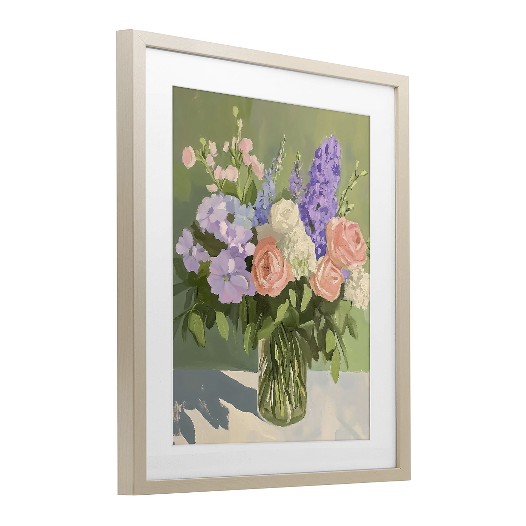 Stupell Industries Mixed Roses & Lilacs Bouquet Birch Framed Print Under Glass, design by The Prints Vibe