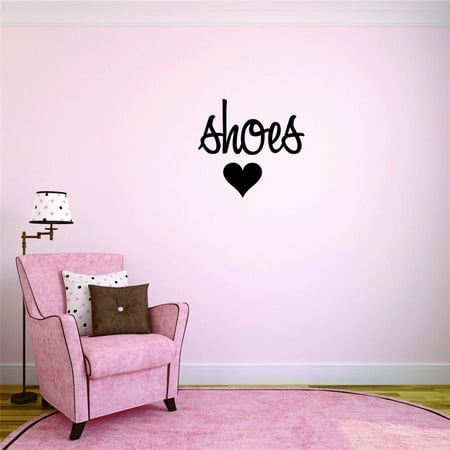 Custom Wall Decal Sticker Heart Shoes Teen Girls Fashion Wardrobe Bedroom Closet Quote Home Decor 18x18