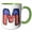 Green/White, variant on 3drose, Stars and Stripes Monogram Initial M, 11oz Two-tone Blue Mug