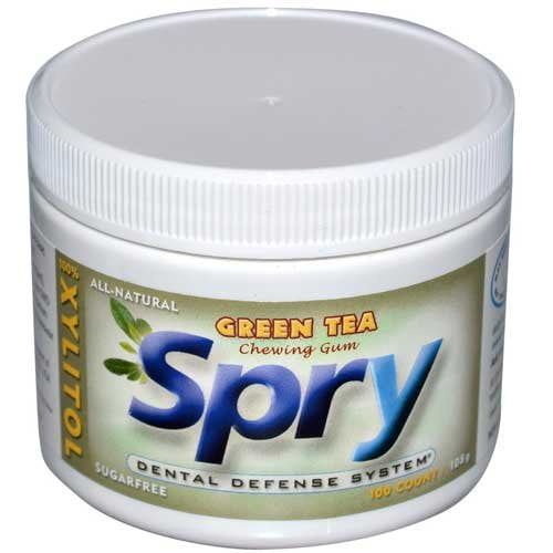 Spry Green Tea Xylitol Chewing Gum, 100 Count, 3 Pack