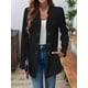 thumbnail image 5 of Blazer de Mujer con Cuello Alto, Informal, de Larga, Cruzado, Elegante, para Oficina y Negocios Negro XL, 5 of 9