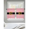 thumbnail image 5 of Christmas Pink, Tier Curtains 36 Inch Length, Sheer Curtains for Bedroom Living Room Window Blush Santa Claus Black Belt Rod Pocket Voile Drapes Kitchen Curtains Small Half Window 27.5"x36" 2 Panels, 5 of 7