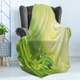 thumbnail image 4 of Spa Soft Flannel Fleece Throw Blanket, Green Nature Bamboos with Other Tree Braches and Bushes Image, Cozy Plush for Indoor and Outdoor Use, 50" x 70", Green and Pale Green, by Ambesonne, 4 of 5