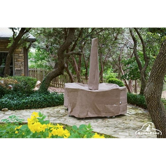 III Large High Back Dining Set Cover with umbrella hole, Taupe - 112 L x 88 W x 36 H in.
