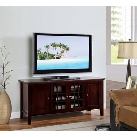 Dark Cherry Finish Wooden Media Console 55 Inch Flat Screen Tv