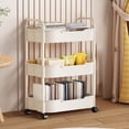 thumbnail image 1 of 3-Tier Rolling Kitchen Storage Cart with Armrests and Wheels, Versatile Mobile Organizer for Kitchen, Bathroom, and Living Room, Sturdy Plastic Storage Rack with Easy-Clean Finish, 1 of 8