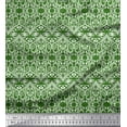 thumbnail image 1 of Soimoi Green Georgette Viscose Fabric Filigree Damask Printed Fabric 1 Yard 42 Inch Wide, 1 of 3