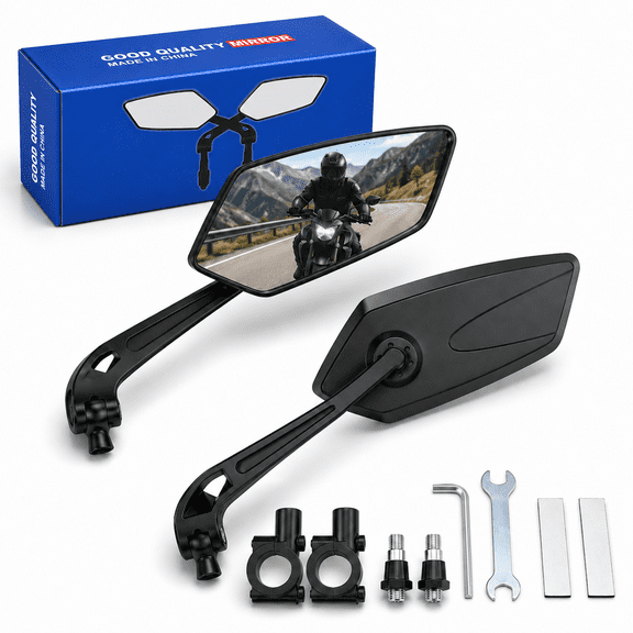 WLGJL Rotate Rearview Glass Lens Handlebars Bicycle Mirror, 2 pack
