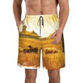 thumbnail image 1 of Honeii Western Cowboy Ranch Print Men's Casual Shorts with Drawstring,Swim Trunks Quick Dry Beach Shorts-Large, 1 of 6