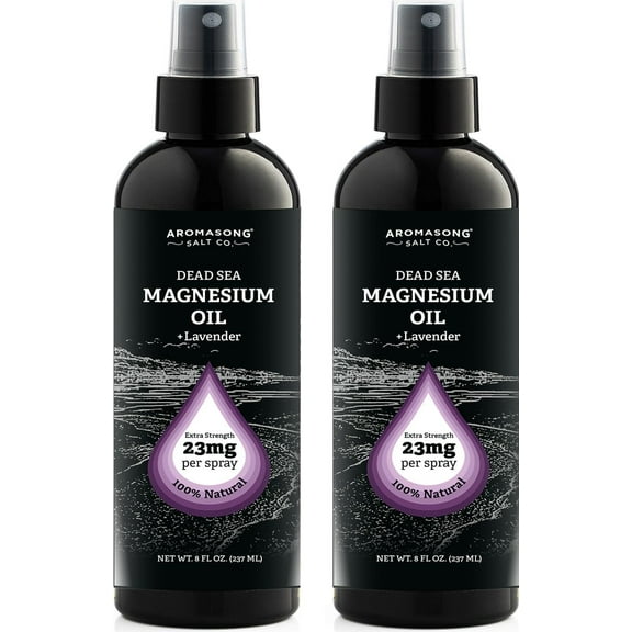 Aromasong Lavender Extra Strength Ultra-Pure Magnesium Spray | 2-Pack | (23mg in Each Spray) 8 Oz, Magnesium Oil - Made in The USA - for Leg Discomfort and Promotes a Calm Sleep