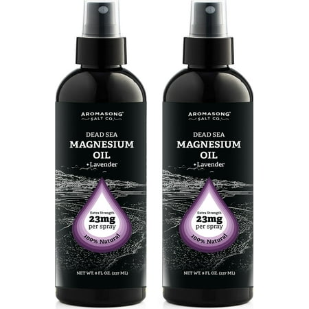 Aromasong Lavender Extra Strength Ultra-Pure Magnesium Spray | 2-Pack | (23mg in Each Spray) 8 Oz, Magnesium Oil - Made in The USA - for Leg Discomfort and Promotes a Calm Sleep