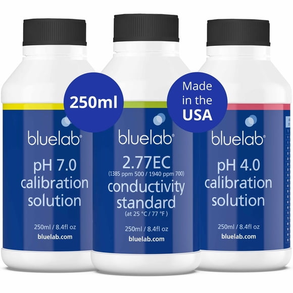 Conjunto de soluciones Bluelab 2.77EC Conductivity, PH 7.0 y PH 4.0
