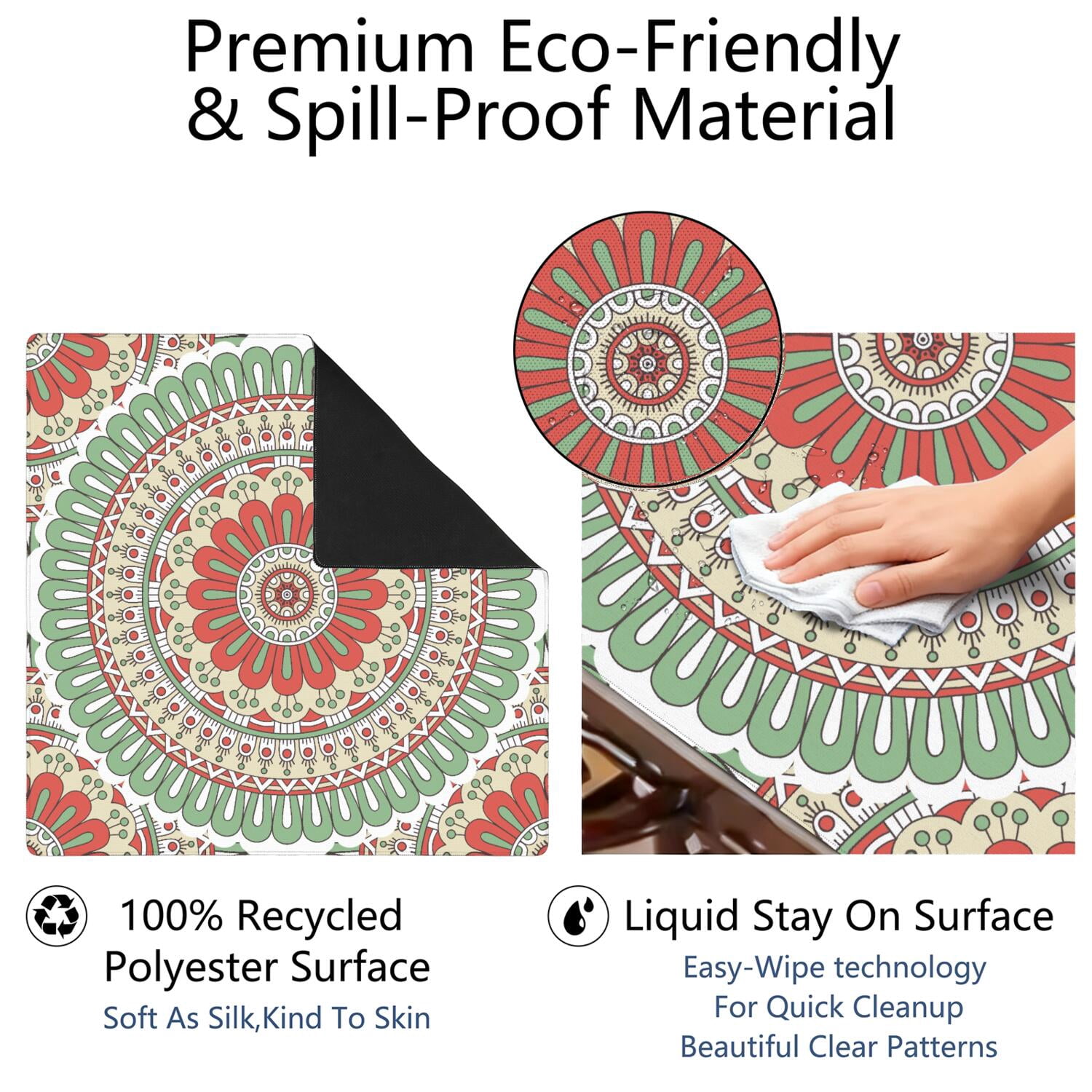 Mandala Mahjong Mat for Table, 31.5*31.5in Anti Slip American Mahjong Table Cloth, Noise Reduction, Neoprene Mah jongg Mat with Carrying Bag & 3 Dices, Mahjong Accessories Gift, Board Tile Games Mats