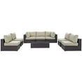 thumbnail image 2 of Pemberly Row 8-Piece Aluminum & Rattan Patio Sectional Set in Espresso/Beige, 2 of 7