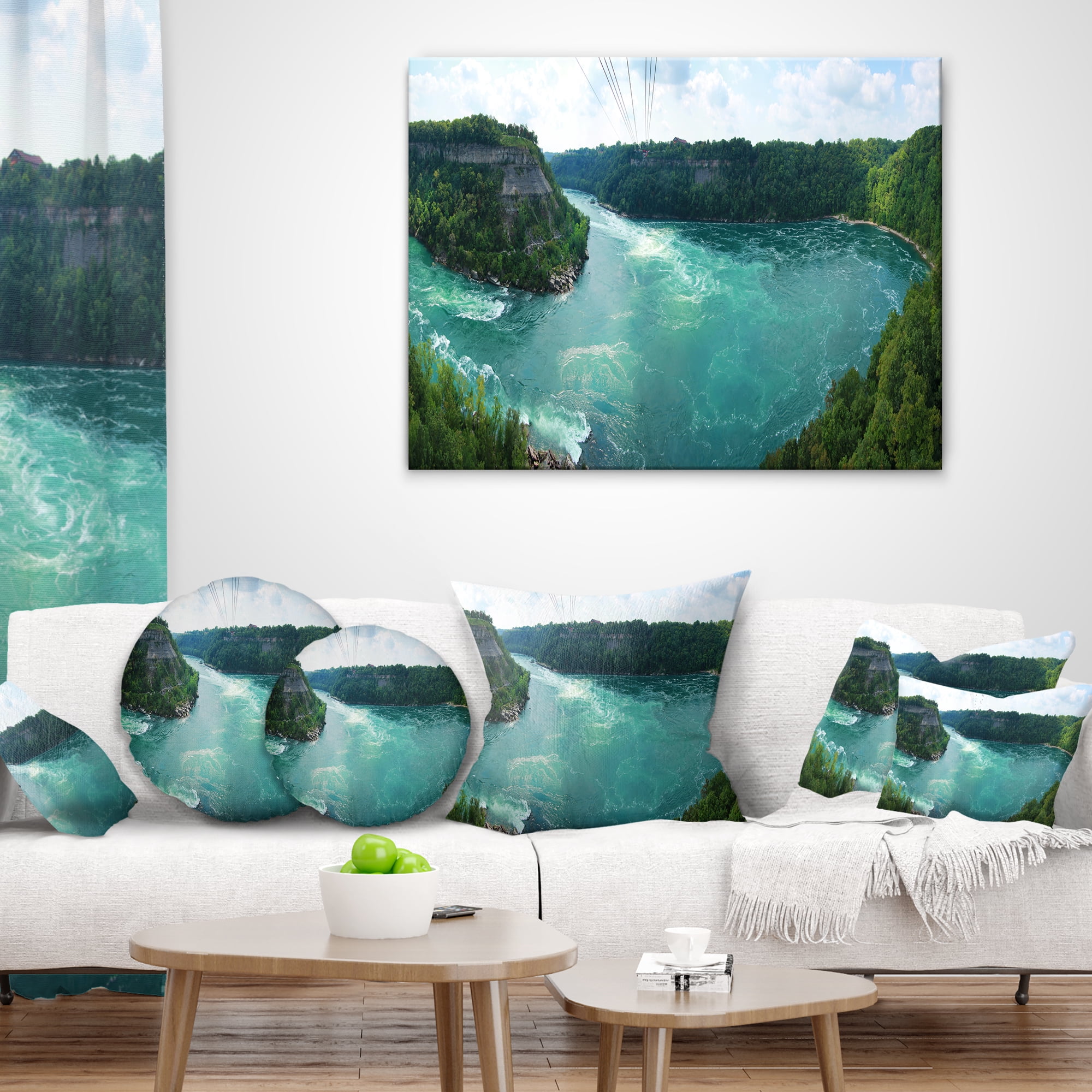 Designart Whirlpool Rapids - Landscape Photography Throw Pillow - 18x18