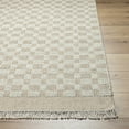 thumbnail image 4 of Hauteloom Meira Modern Hand Woven Natural Fiber Wool Area Rug - Contemporary Geometric Checkered Carpet with Fringe for Living Room, Bedroom, Dining Room - Ivory, Beige, Cream - 8'10" x 12', 4 of 9