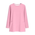 thumbnail image 4 of Tops de Manga Larga de las Mujeres Casual Color Sólido Cuello Redondo Suelto Encaje Superior con Bolsillo, Tops de Manga Larga de las Mujeres, 4 of 8