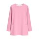 thumbnail image 3 of Tops de Manga Larga de las Mujeres Casual Color Sólido Cuello Redondo Suelto Encaje Superior con Bolsillo, Tops de Manga Larga de las Mujeres, 3 of 8