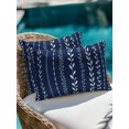 thumbnail image 4 of Outdoor Pillows Waterproof, Modern Simple Lines Bedding Throw Pillows with Insert for Couch Sofa Bed, Rustic Leaf Vertical Stripes Navy Blue 12x20 Inch Pillowcases Decorative Patio Pillow Set of 1, 4 of 8