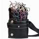 thumbnail image 4 of Qarigey Estilista bolsillos peinetas bolsa moda PVC negro cinturón ajustable riñonera peluquero bolsa titular salón peluquería Cuidado del cabello, 4 of 5