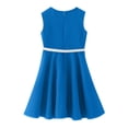 thumbnail image 7 of Sngxgn Girl's Short Sleeve Button up Pleated Loose Casual Midi Dress(Blue,130), 7 of 7