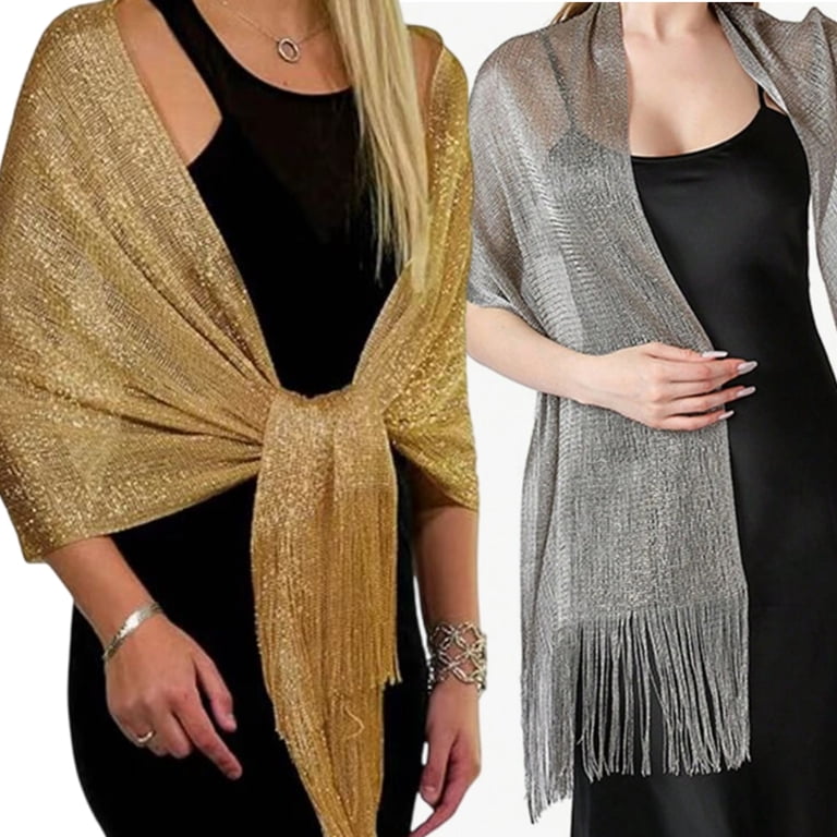 silver wrap for formal dress Women Evening Stole Shining Shawl Perfect Bride Wedding Party Shoulder Wrap All Matching Accessory Collection:Core