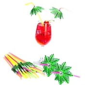 Bybiment 100 Hawaiian Themed Drink Umbrellas with Straws for Summer Beach Luau Tropical Beverage Party Decorations, Vibrant(Hibiscus)