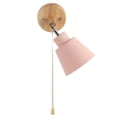 thumbnail image 2 of Fyydes Macaron Bedside Wall Lamp Pink Plastic Rubber Wood E27 E26, 2 of 8