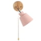 thumbnail image 5 of Lámpara de pared para cabecera Macaron, apliques de pared con pantalla rosa que ahorran espacio y base de madera para sala de estar, dormitorio, oficina, 100-240V, 5 of 5