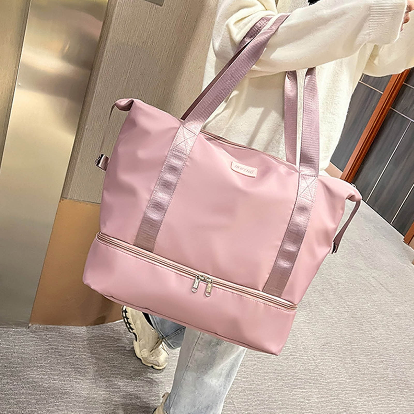 Cadorn Nylon Travel Tote Bag Women's Lightweight Gym Handbag with Large Capacity, Maternity Organizer Fits on Luggage for Travel, Gym, and Daily Use
