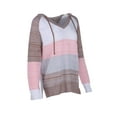 thumbnail image 5 of Women's Hooded Casual Sweater Color Block Knitted Loose Fitting Pullover with Drawstring Hood, 5 of 7