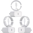 thumbnail image 1 of Cable de carga Kruidvat Fast para iPhone de 10 pies, paquete de 3 con cargador, 1 of 7
