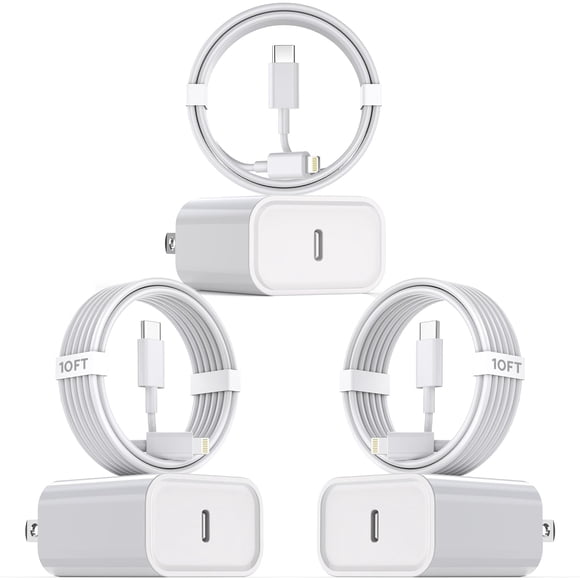 Cable de carga Kruidvat Fast para iPhone de 10 pies, paquete de 3 con cargador