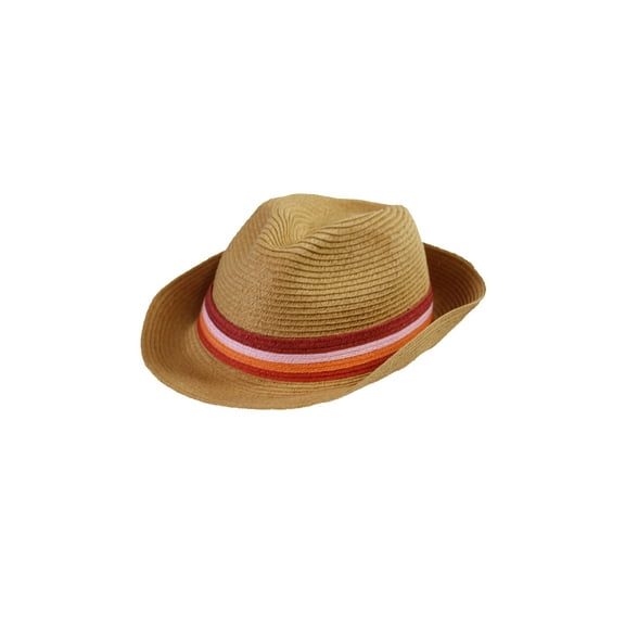 August Hat Tan Pink Stripe Band Fedora Hat OS